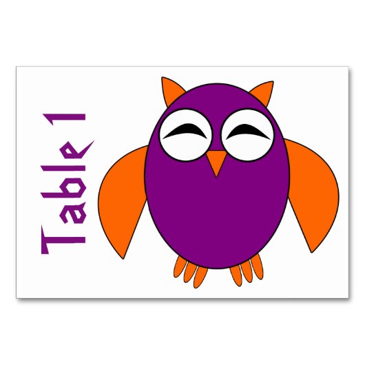 Cute Halloween Owl  Tablecard Kaart (Voorkant)