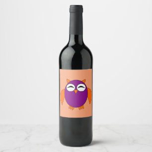 Cute Halloween Owl Wine Bottle Label Wijn Etiket