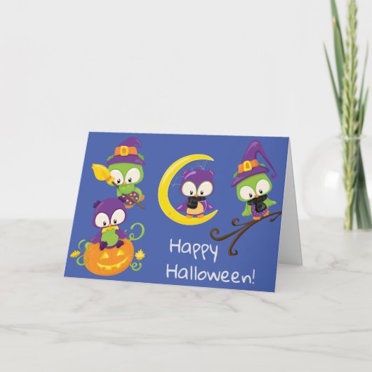 Cute Halloween Owls Kinder Kaart (Voorkant)