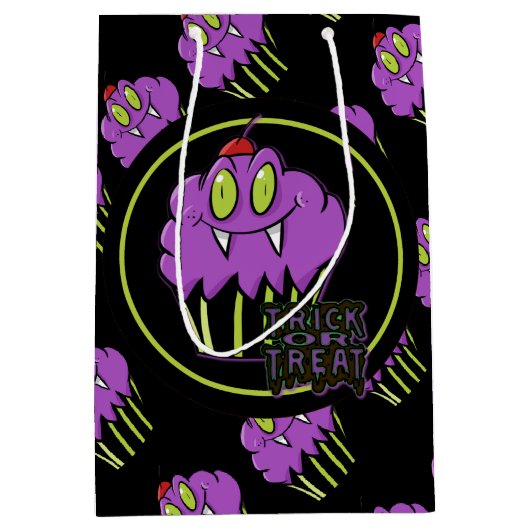 Cute Halloween Paars Vampire Cupcake Cusft Bag Medium Cadeauzakje (Voorkant)