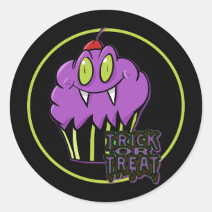 Cute Halloween Paars Vampire Cupcake Stickers