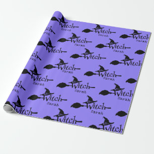 Cute Halloween Paarse Witch Cadeaupapier