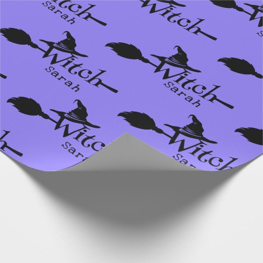 Cute Halloween Paarse Witch Cadeaupapier (Hoek)