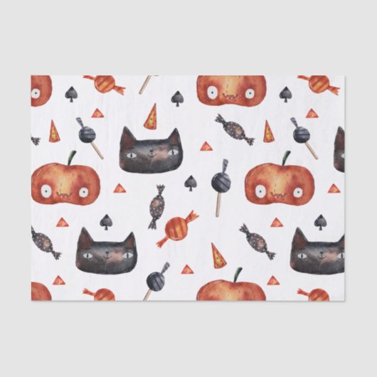 Cute Halloween Painted Pattern (aanpasbare BG) Tissuepapier (Voorkant)