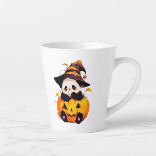 Cute Halloween Panda Latte Mok | Kawaii Panda in P (Rechts)
