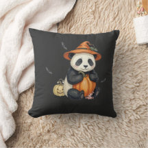 Cute Halloween Panda Pompoen Worp Kussen