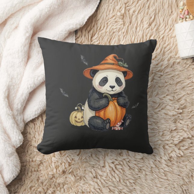 Cute Halloween Panda Pompoen Worp Kussen (Deken)
