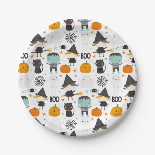 Cute Halloween Paper Borden Papieren Bordje (Voorkant)
