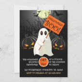 Cute Halloween partijuitnodiging met geest en knup Kaart (Voorkant)