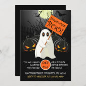 Cute Halloween partijuitnodiging met geest en knup Kaart (Voorkant / Achterkant)
