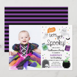 Cute Halloween Party Birthday  photo Invitation Kaart