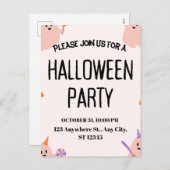 Cute Halloween Party Invitation Feestdagenkaart (Voorkant / Achterkant)