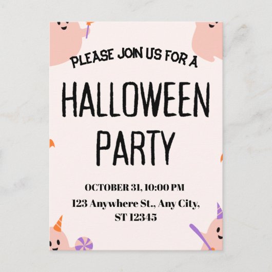 Cute Halloween Party Invitation Feestdagenkaart (Voorkant)