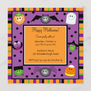 Cute Halloween Party Invitation for Kids Kaart