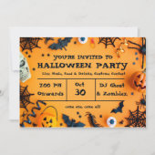 Cute Halloween Party Invitation Kaart (Voorkant)