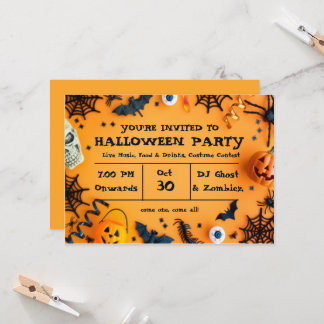 Cute Halloween Party Invitation Kaart
