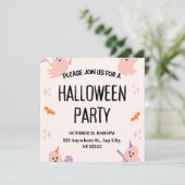 Cute Halloween Party Invitation Kaart (Staand voorkant)