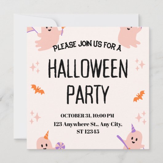 Cute Halloween Party Invitation Kaart (Voorkant)
