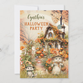 Cute Halloween Party Invitation Kaart