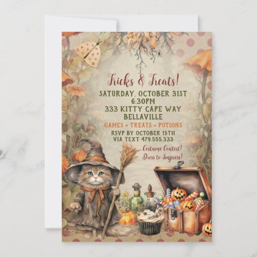 Cute Halloween Party Invitation Kaart (Achterkant)