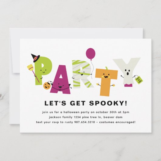 Cute Halloween Party Invitation Kaart (Voorkant)