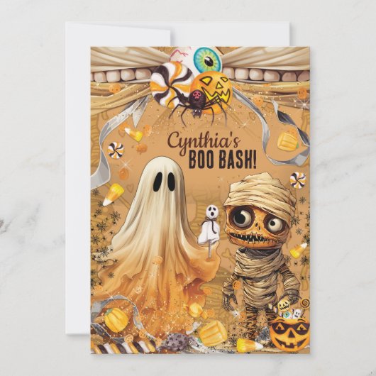 Cute Halloween Party Invitation Kaart (Voorkant)