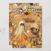 Cute Halloween Party Invitation Kaart (Voorkant / Achterkant)