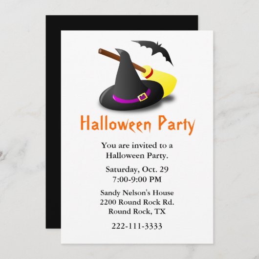 Cute Halloween Party Invitation Kaart (Voorkant / Achterkant)