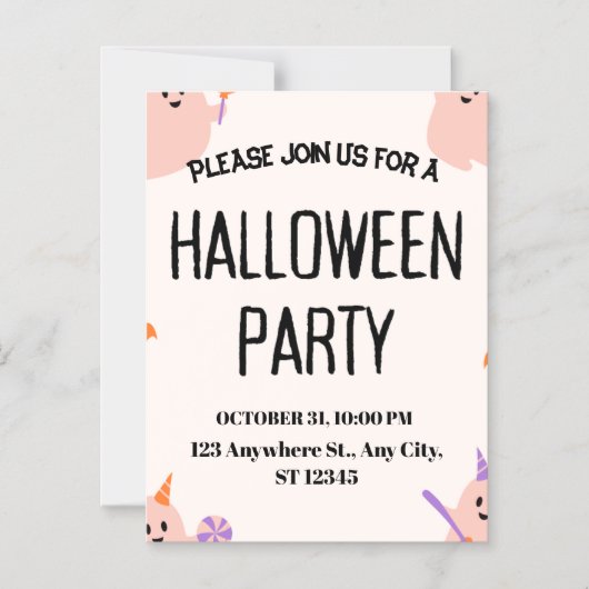 Cute Halloween Party Invitation Magnetische Uitnodiging (Voorkant)