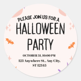 Cute Halloween Party Invitation Ronde Sticker