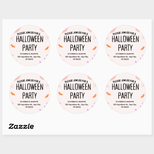 Cute Halloween Party Invitation Ronde Sticker (Vel)