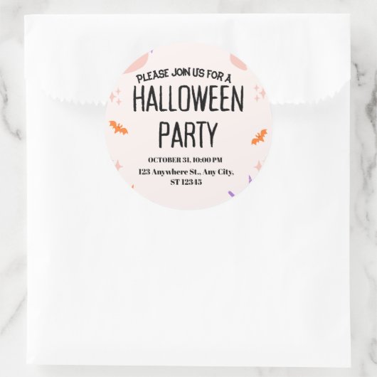 Cute Halloween Party Invitation Ronde Sticker (Tas)