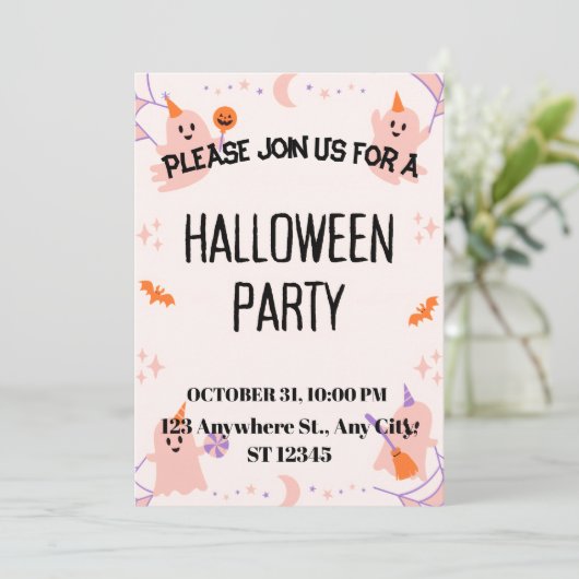 Cute Halloween Party Invitation Save The Date (Staand voorkant)