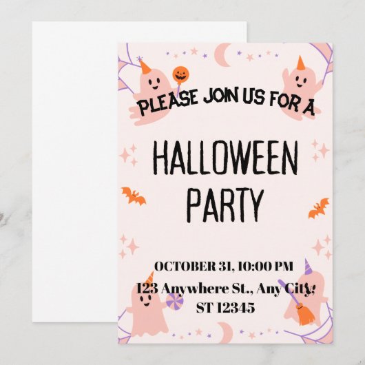 Cute Halloween Party Invitation Save The Date (Voorkant / Achterkant)