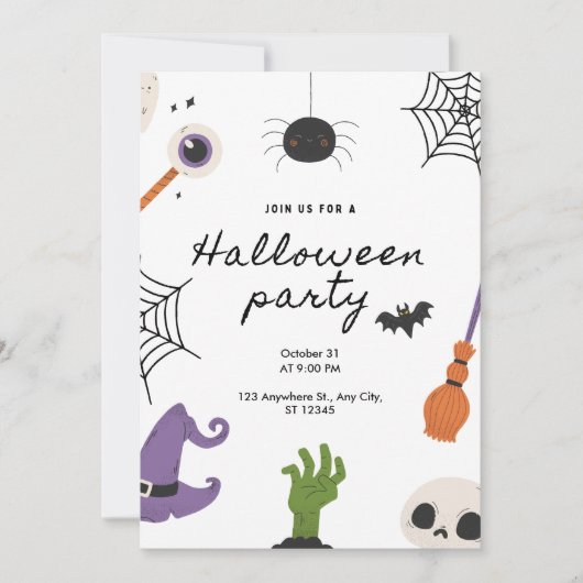 Cute Halloween Party Kaart (Voorkant)