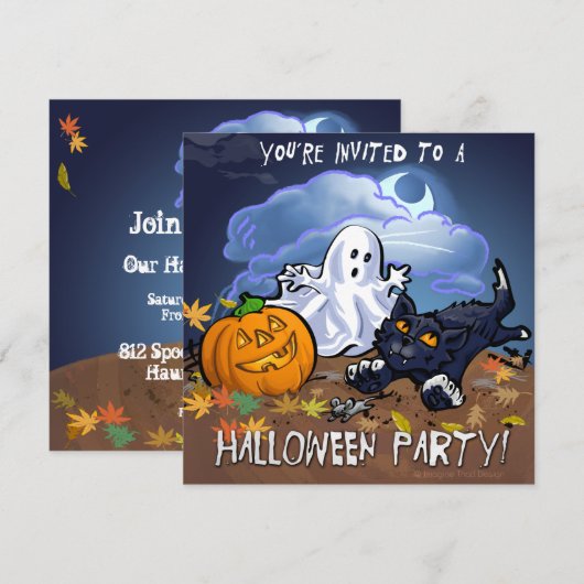 Cute Halloween Party Kaart (Voorkant / Achterkant)