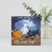 Cute Halloween Party Kaart (Staand voorkant)