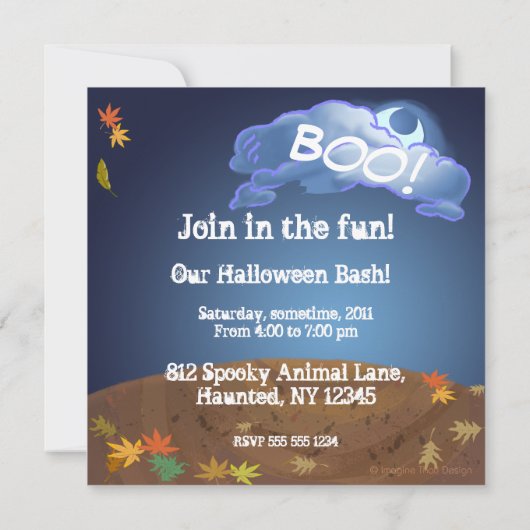 Cute Halloween Party Kaart (Achterkant)