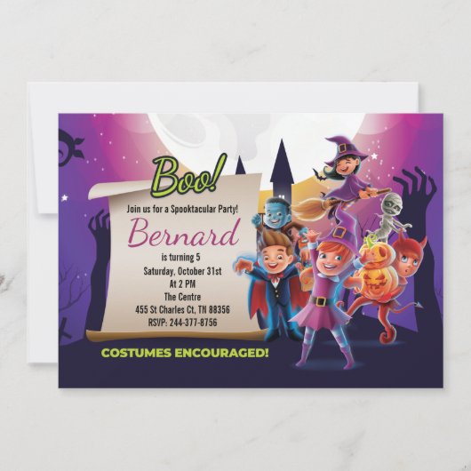 Cute Halloween Party Kaart (Voorkant)