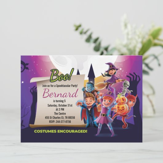 Cute Halloween Party Kaart (Staand voorkant)