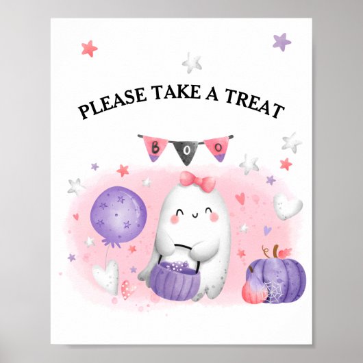 Cute Halloween Party Little Boo Favor Sign Poster (Voorkant)