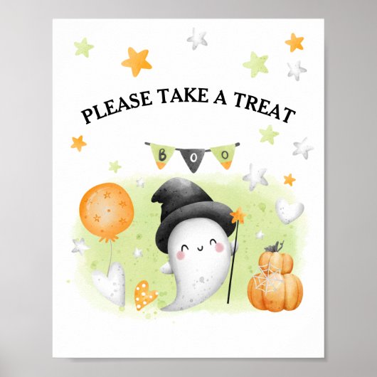 Cute Halloween Party Little Boo Favor Sign Poster (Voorkant)
