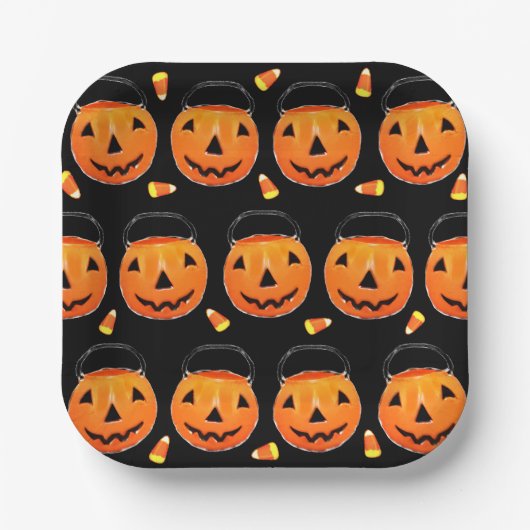 Cute Halloween Party Paper Plates Papieren Bordje (Voorkant)