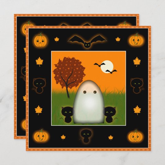 Cute Halloween Party-uitnodigingen Kaart (Voorkant / Achterkant)