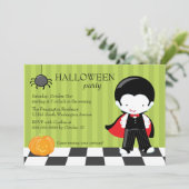 Cute Halloween party vampire en spinuitnodiging Kaart (Staand voorkant)
