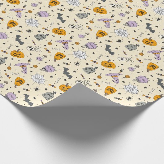 Cute Halloween Pattern Cadeaupapier (Hoek)
