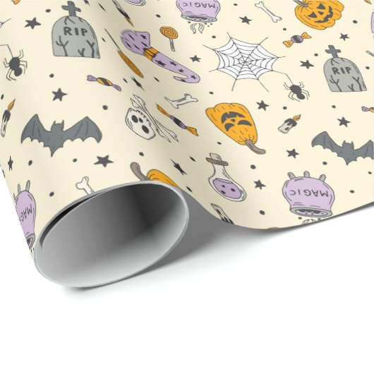 Cute Halloween Pattern Cadeaupapier (Rol Hoek)