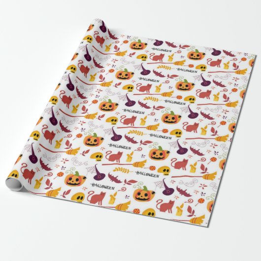 Cute Halloween Pattern Cadeaupapier (Uitgerold)