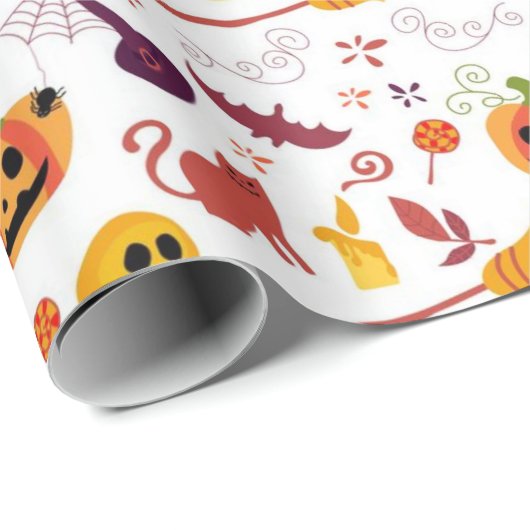 Cute Halloween Pattern Cadeaupapier (Rol Hoek)