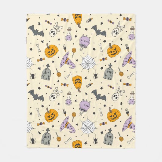 Cute Halloween Pattern Fleece Deken (Voorkant)